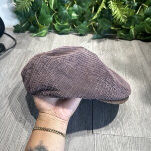 Stetson Traveler Men’s Corduroy Newsboy Hat Leather Brim Dark Purple